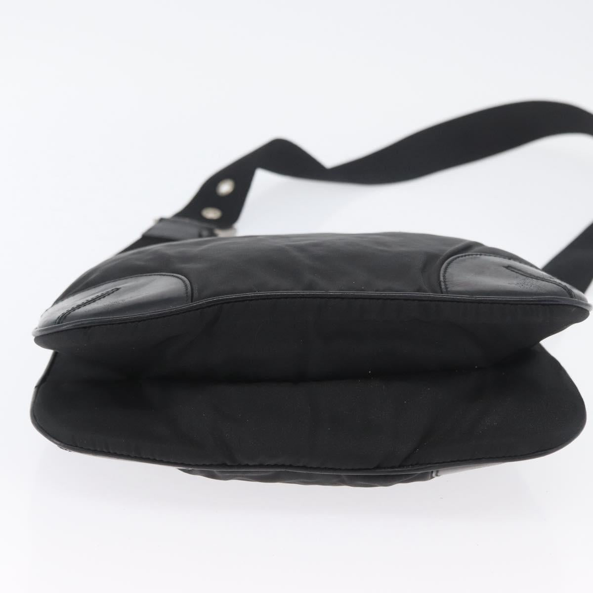PRADA Shoulder Bag Nylon Leather Silver Black Auth SW2177A