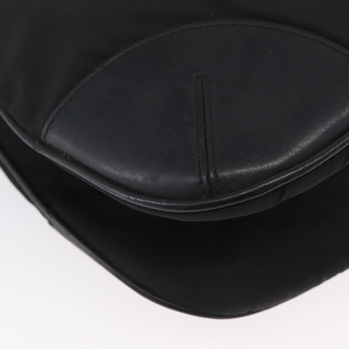PRADA Shoulder Bag Nylon Leather Silver Black Auth SW2177A