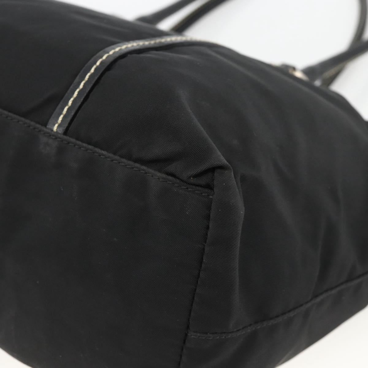 PRADA Hand Bag Nylon Leather Silver Black Auth SW2178
