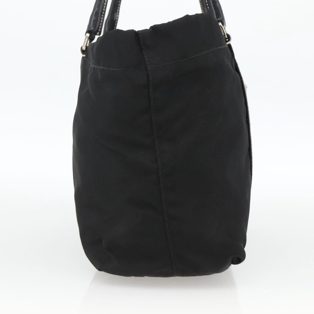 PRADA Hand Bag Nylon Leather Silver Black Auth SW2178