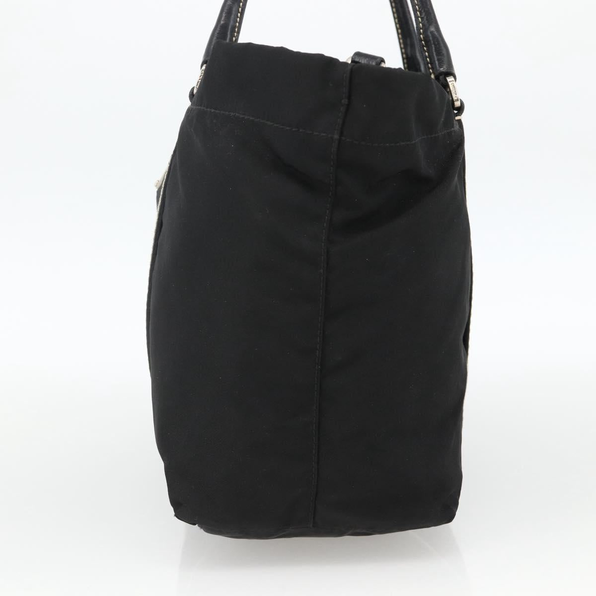 PRADA Hand Bag Nylon Leather Silver Black Auth SW2178