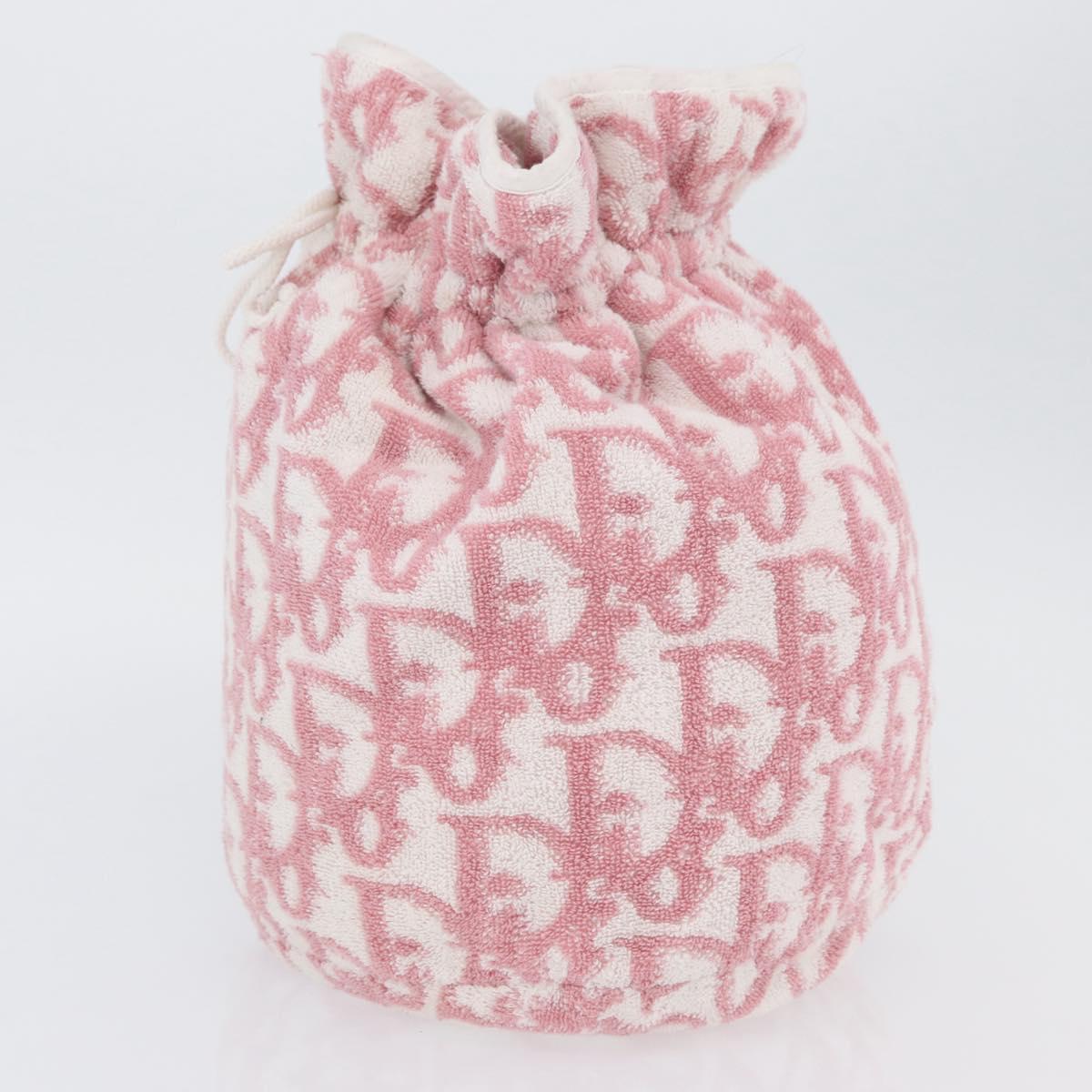 Christian Dior Trotter Canvas Purse Hand Bag pile Pink Auth SW2186A
