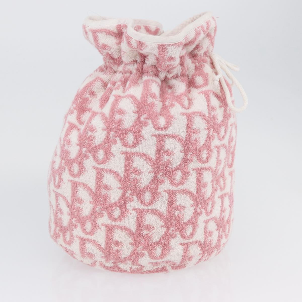 Christian Dior Trotter Canvas Purse Hand Bag pile Pink Auth SW2186A