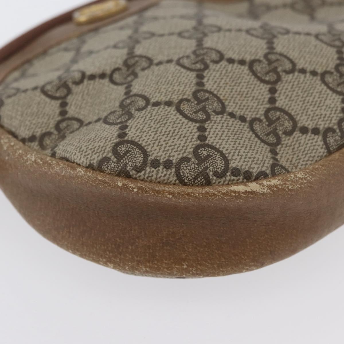 GUCCI GG Supreme Shoulder Bag PVC Beige Gold Auth SW2190