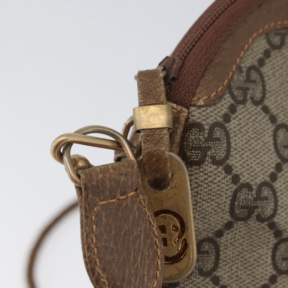 GUCCI GG Supreme Shoulder Bag PVC Beige Gold Auth SW2190