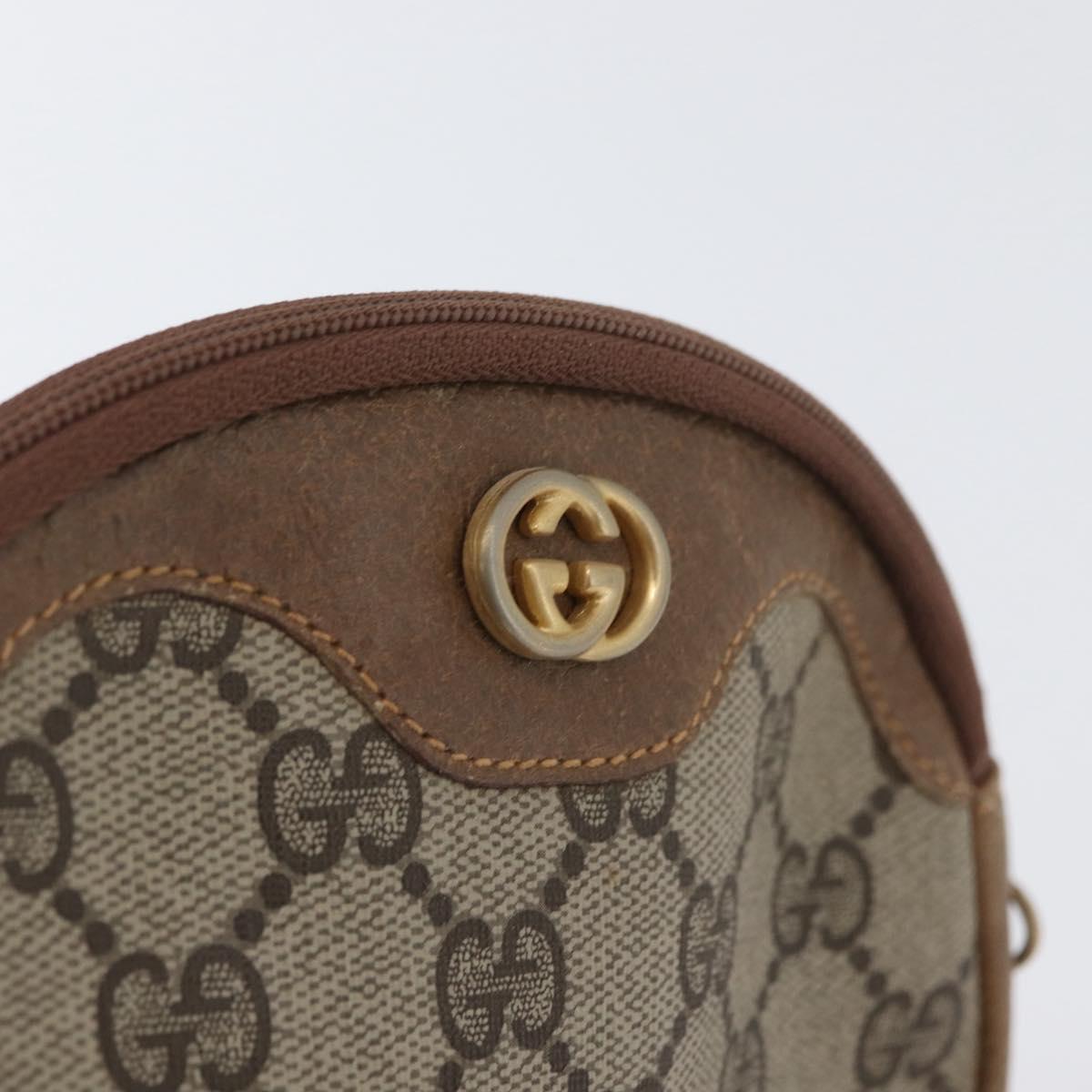 GUCCI GG Supreme Shoulder Bag PVC Beige Gold Auth SW2190