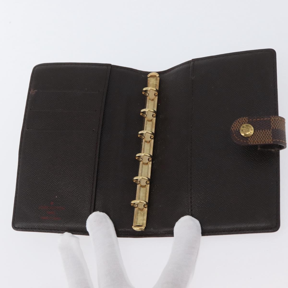 LOUIS VUITTON Damier Ebene Agenda PM Day Planner Cover R20700 LV Auth SW2194