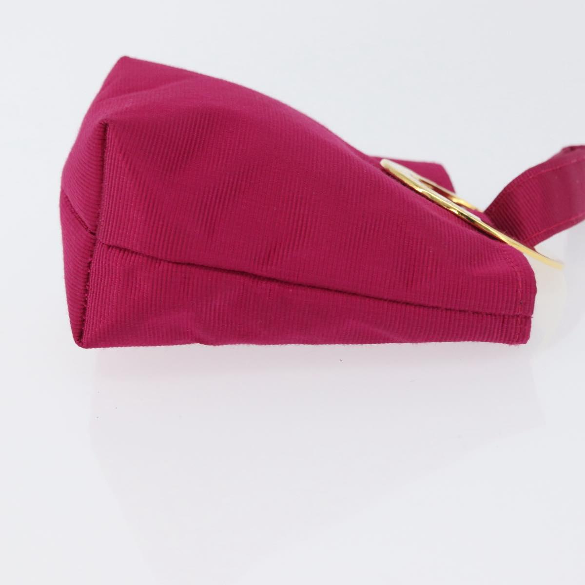 CELINE Circle Pouch Nylon Pink Gold Auth SW2195A