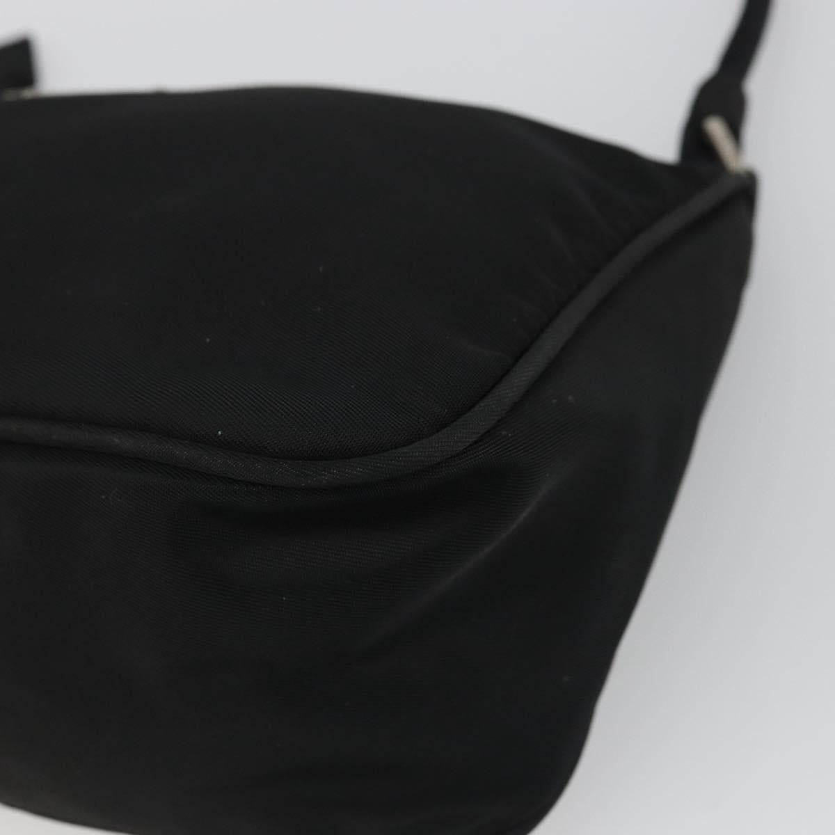 PRADA Hand Pouch Nylon Black Silver Auth SW2198