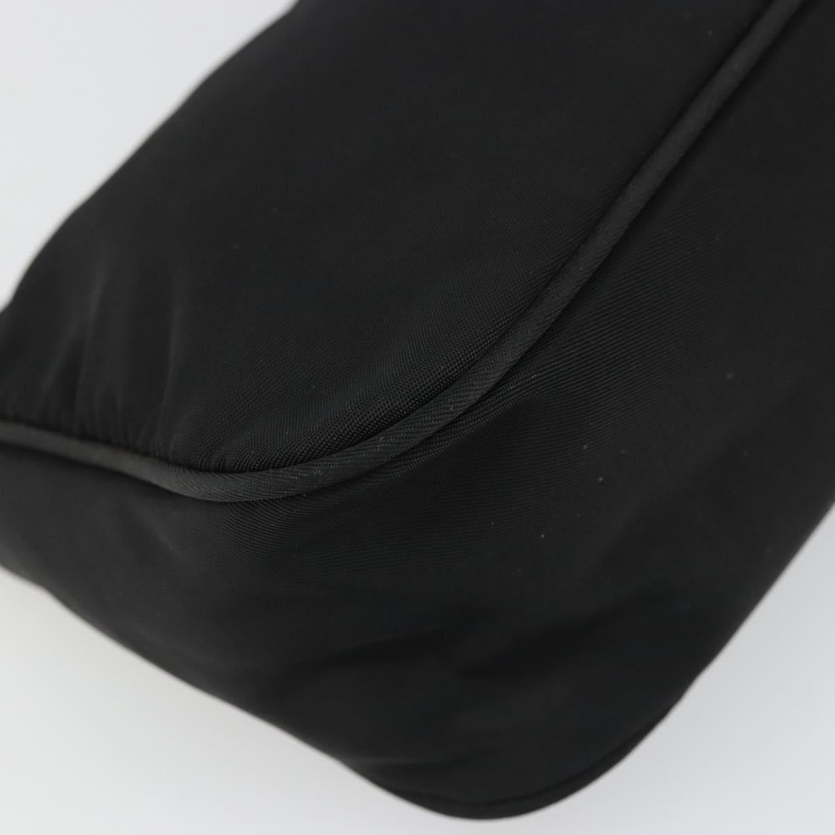 PRADA Hand Pouch Nylon Black Silver Auth SW2198