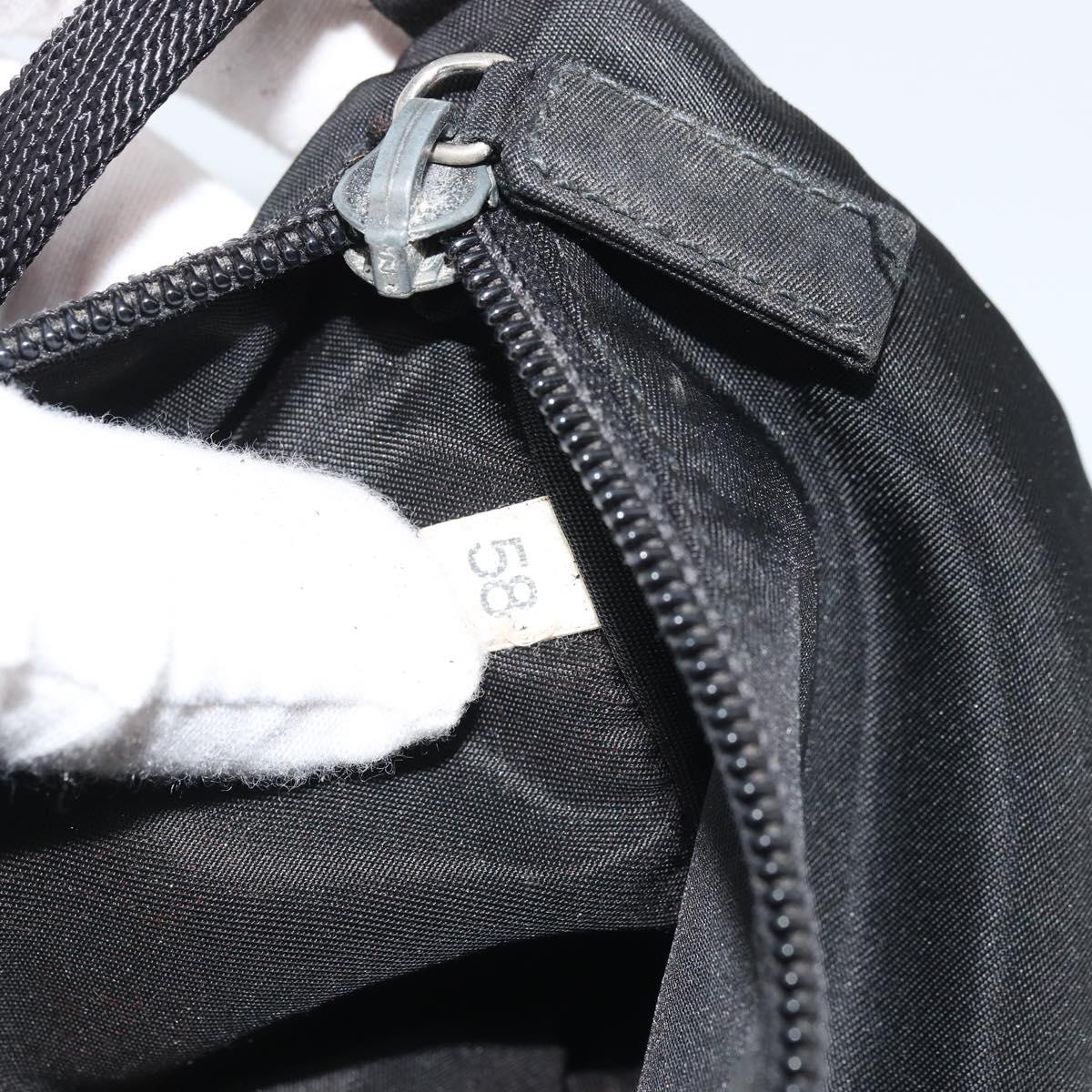 PRADA Hand Pouch Nylon Black Silver Auth SW2198