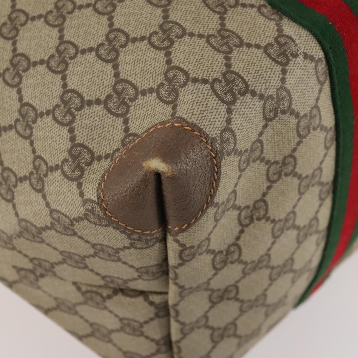 GUCCI GG Supreme Web Sherry Line Bag PVC Beige Red 012 39 6211 9411 Auth SW2202A