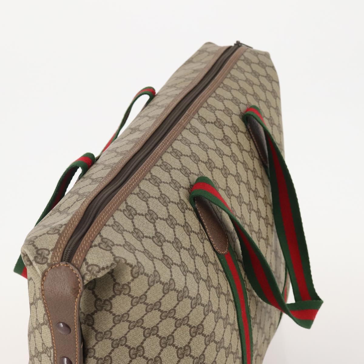 GUCCI GG Supreme Web Sherry Line Bag PVC Beige Red 012 39 6211 9411 Auth SW2202A