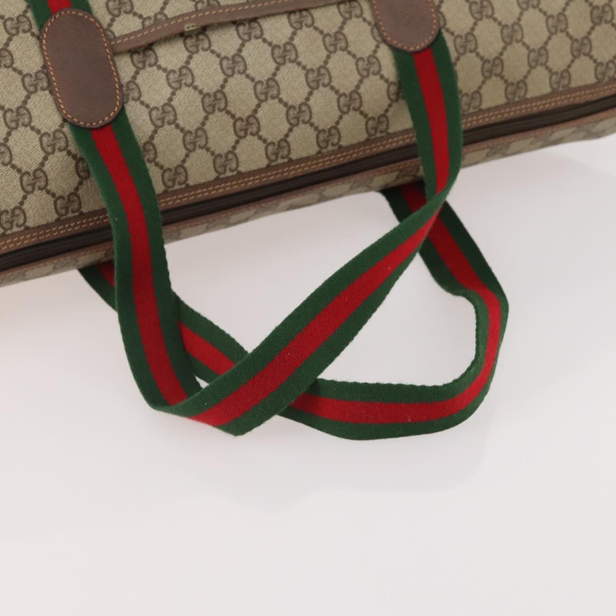 GUCCI GG Supreme Web Sherry Line Bag PVC Beige Red 012 39 6211 9411 Auth SW2202A