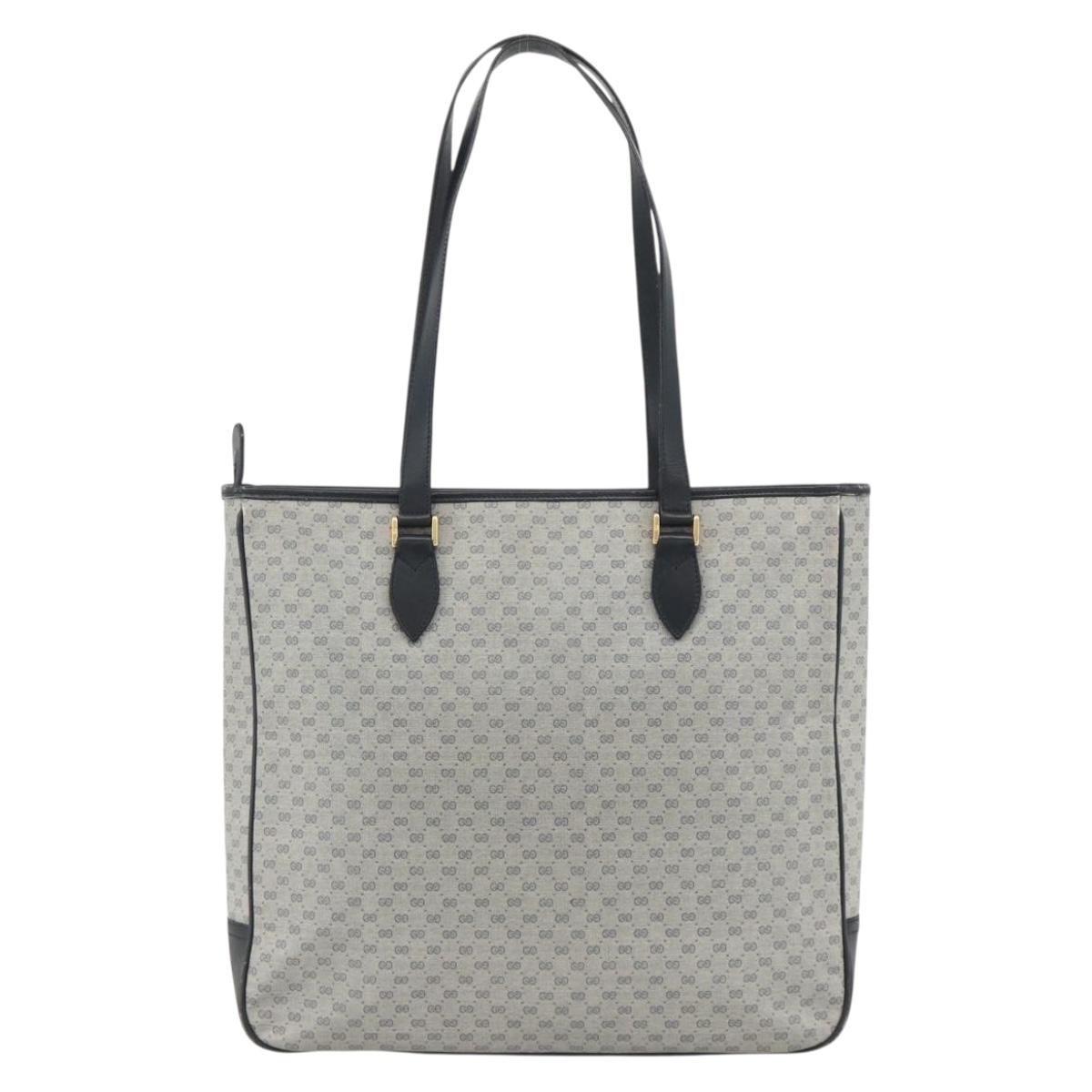 GUCCI Micro GG Supreme Tote Bag PVC Navy Gold 002 39 0149 Auth SW2203