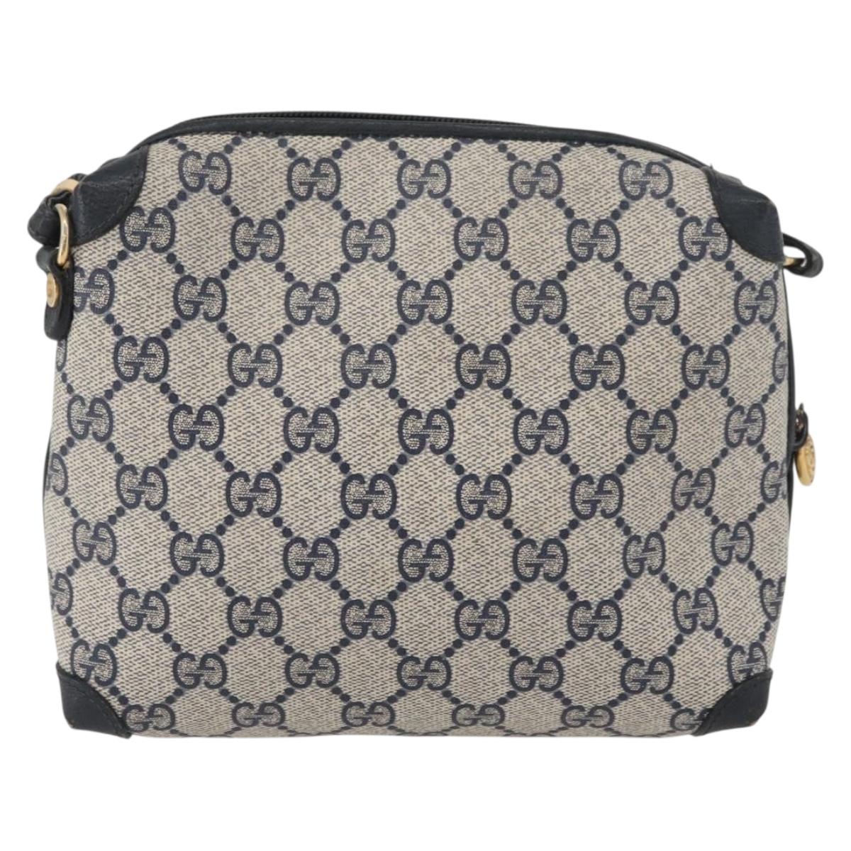 GUCCI GG Supreme Shoulder Bag PVC Navy Gold 007 58 0093 Auth SW2206