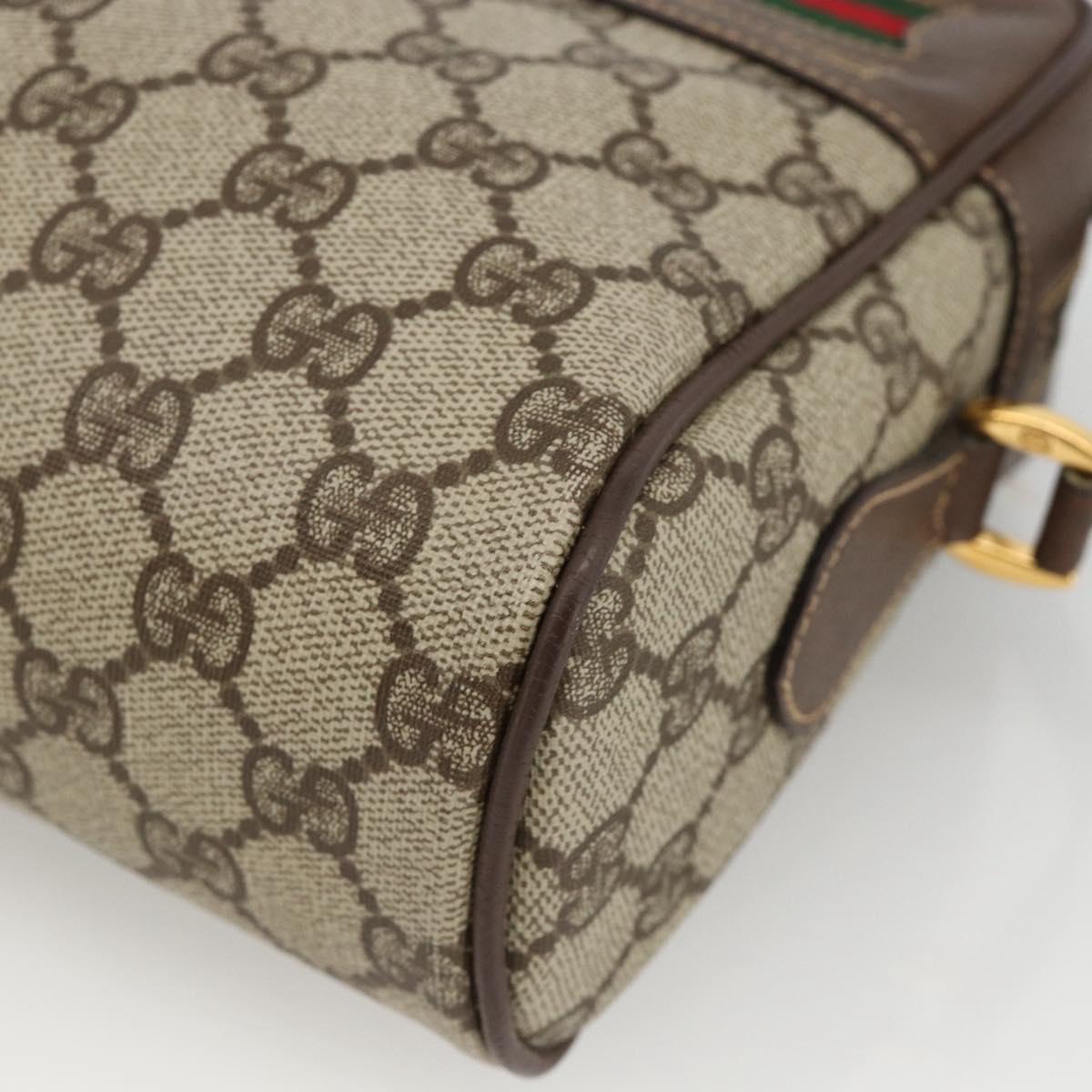 GUCCI GG Supreme Web Sherry Line Shoulder Bag PVC Beige Gold Red Auth SW2209