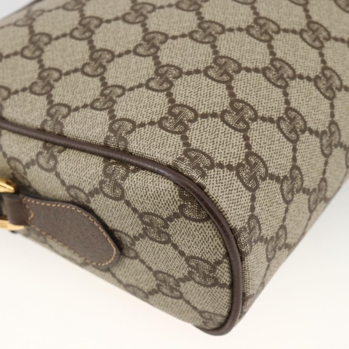 GUCCI GG Supreme Web Sherry Line Shoulder Bag PVC Beige Gold Red Auth SW2209