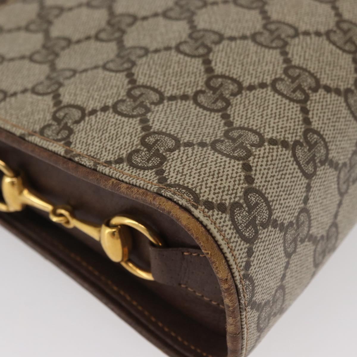 GUCCI GG Supreme Shoulder Bag PVC Beige Gold Auth SW2211