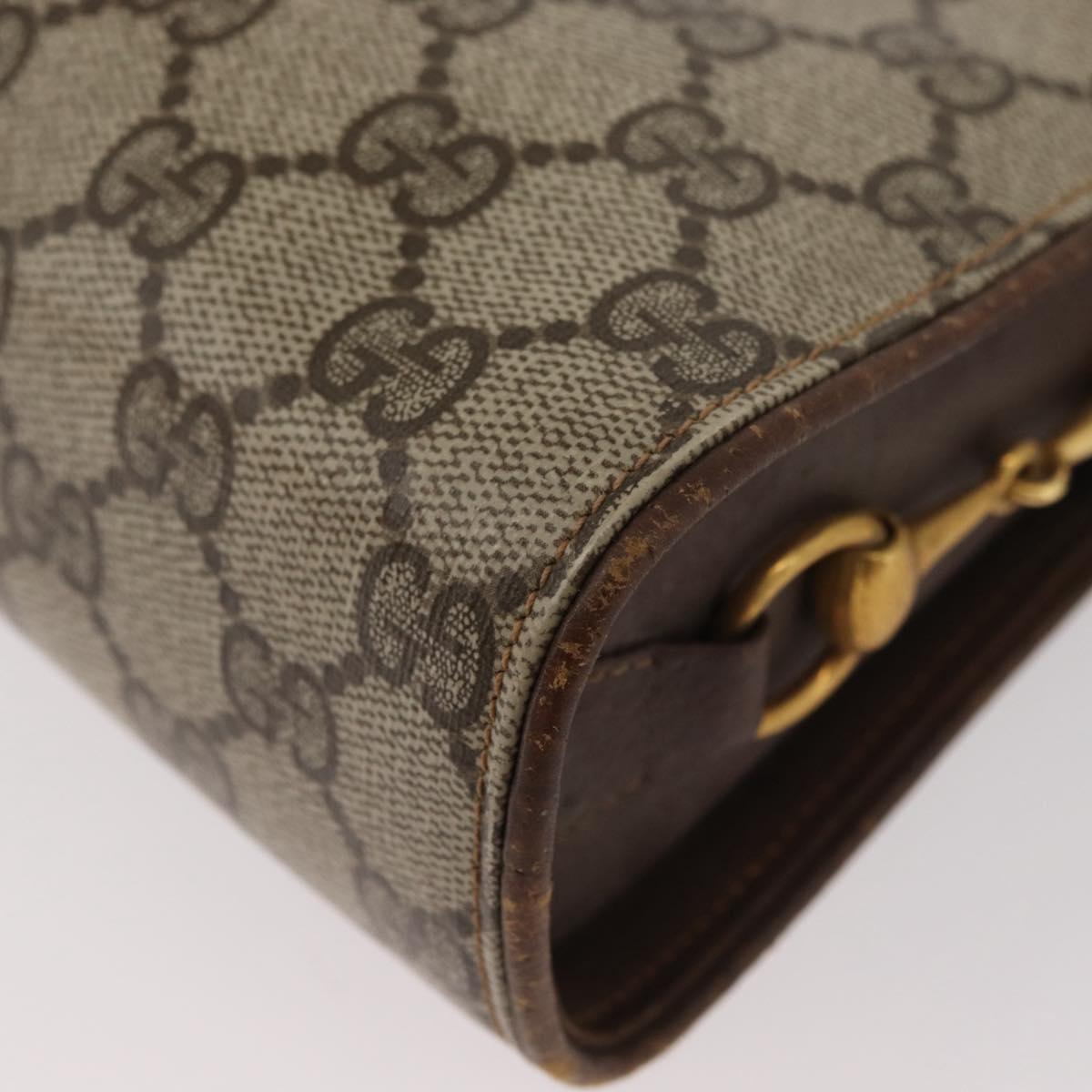 GUCCI GG Supreme Shoulder Bag PVC Beige Gold Auth SW2211