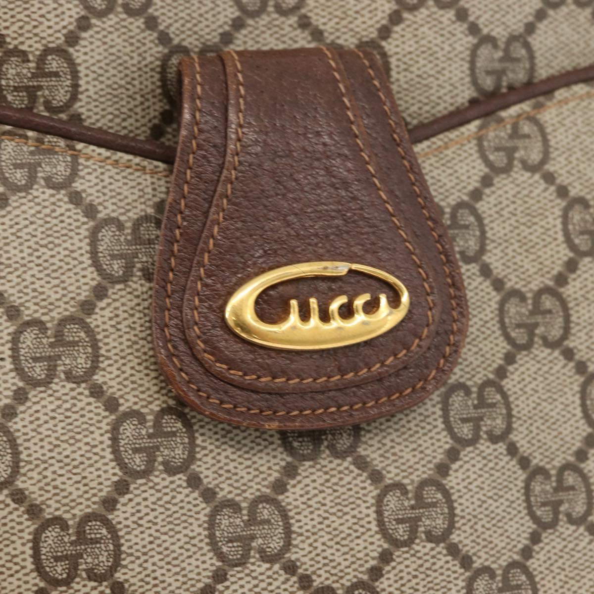 GUCCI GG Supreme Shoulder Bag PVC Beige Gold Auth SW2211