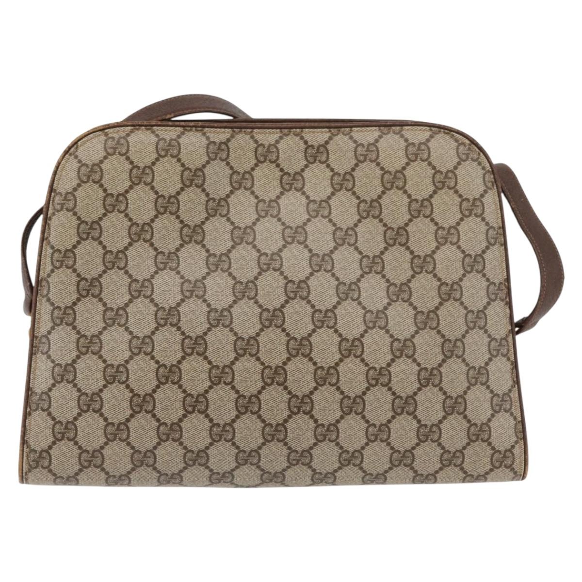 GUCCI GG Supreme Shoulder Bag PVC Beige Gold Auth SW2211