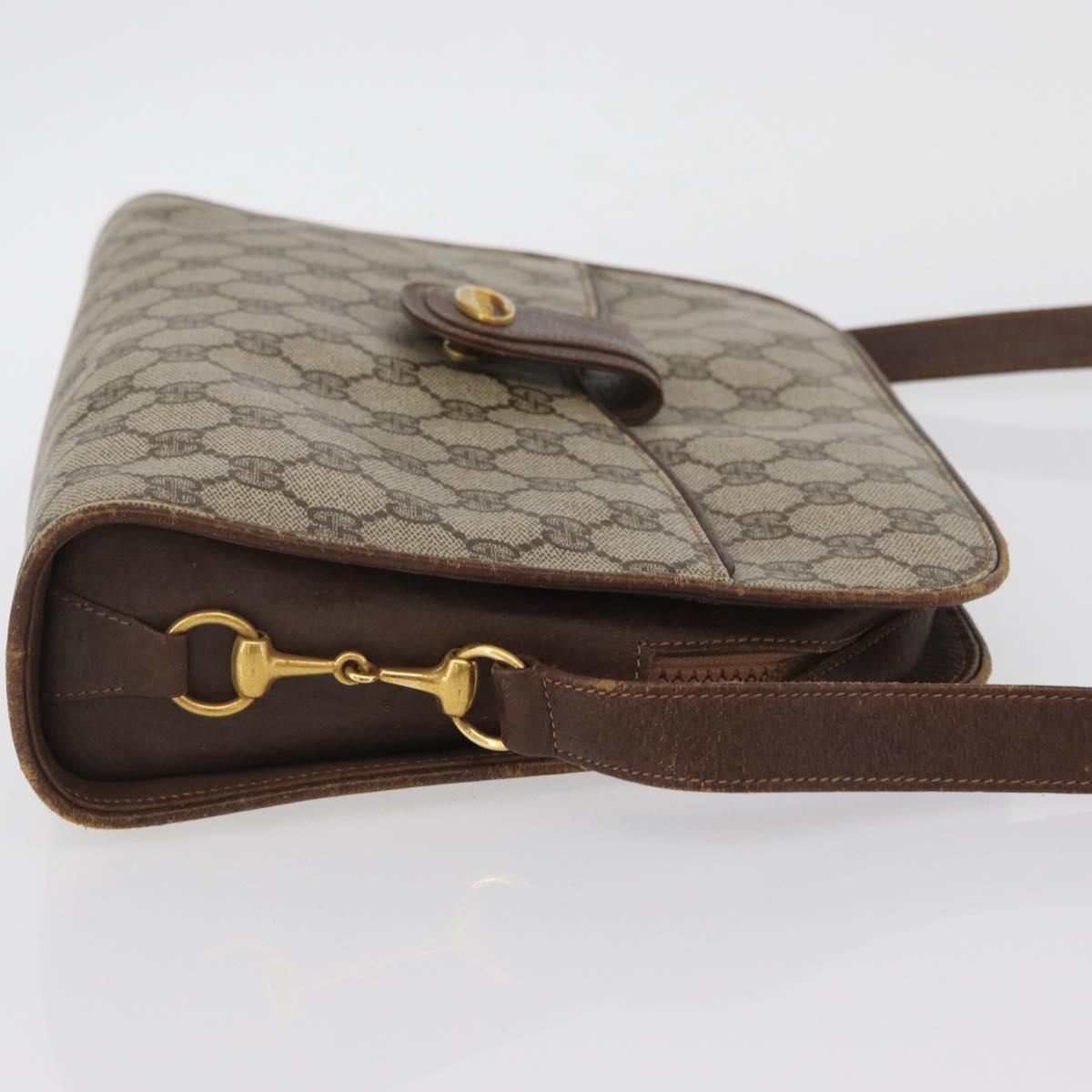 GUCCI GG Supreme Shoulder Bag PVC Beige Gold Auth SW2211