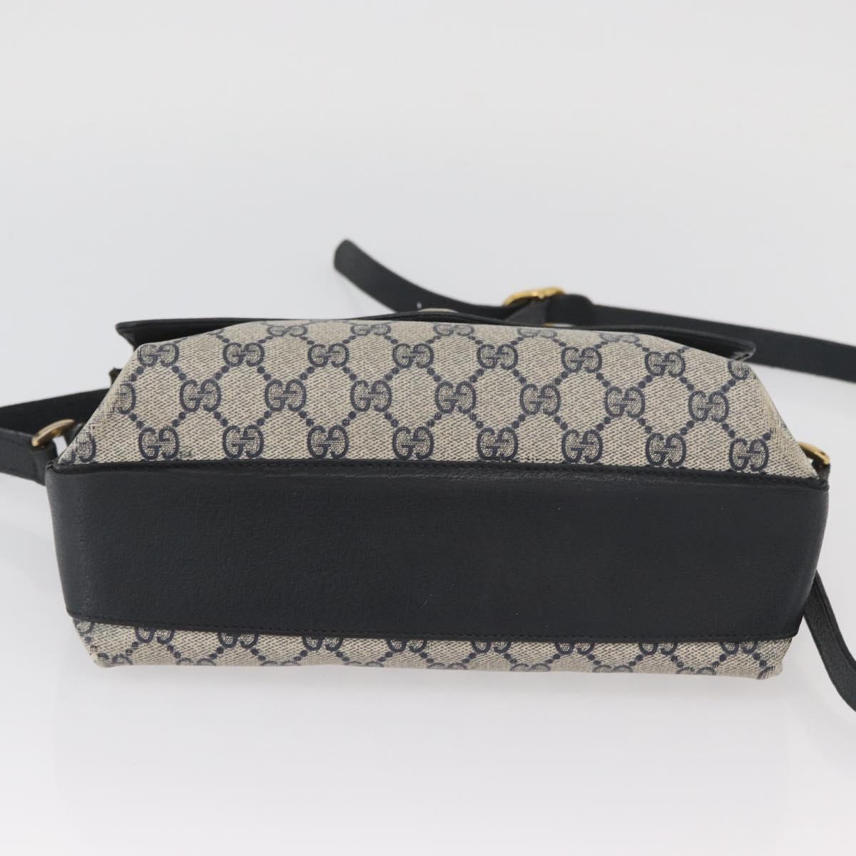 GUCCI GG Supreme Sherry Line Bag PVC Navy Gold Red 904 02 084 Auth SW2212