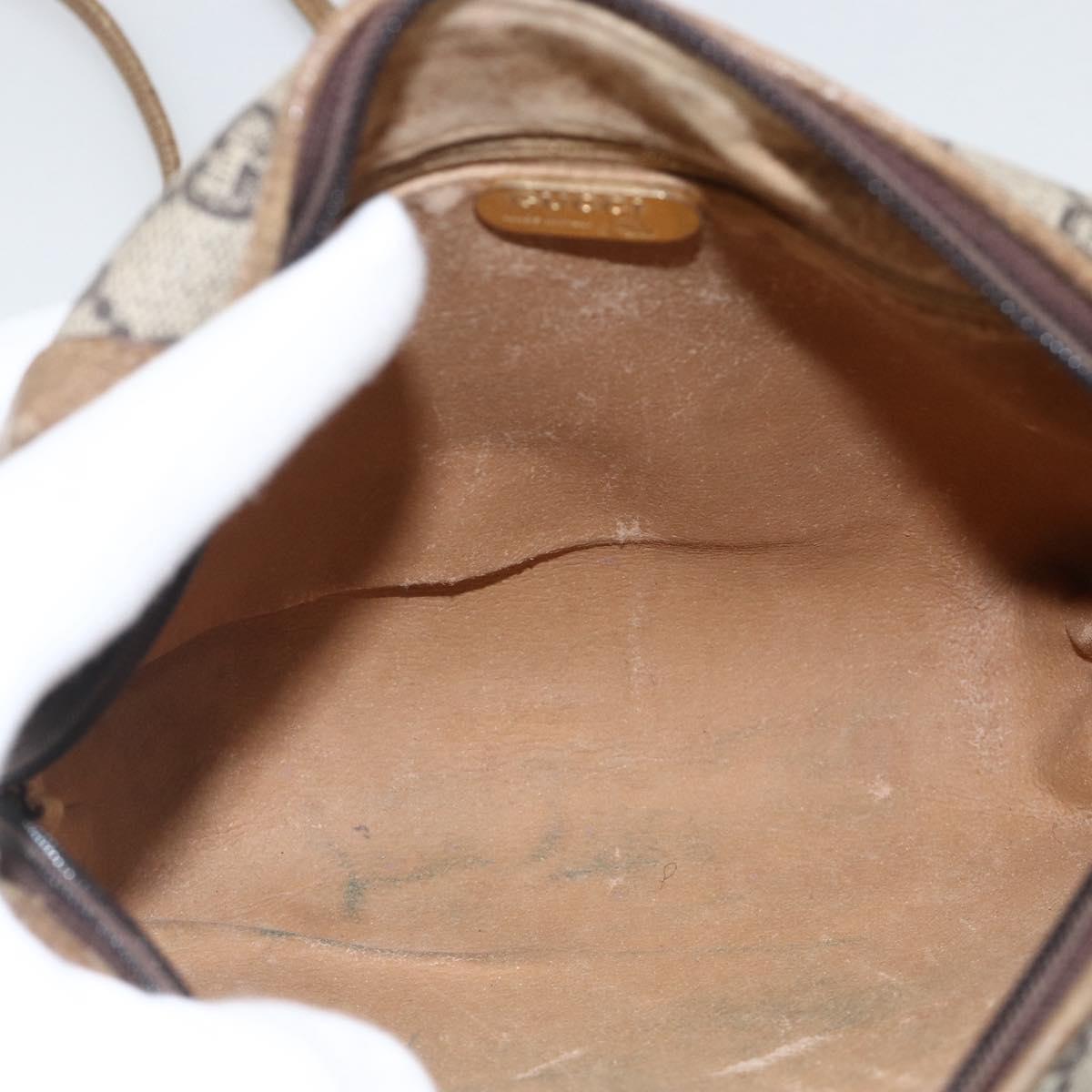 GUCCI GG Plus Supreme Shoulder Bag PVC Beige Gold Auth SW2213