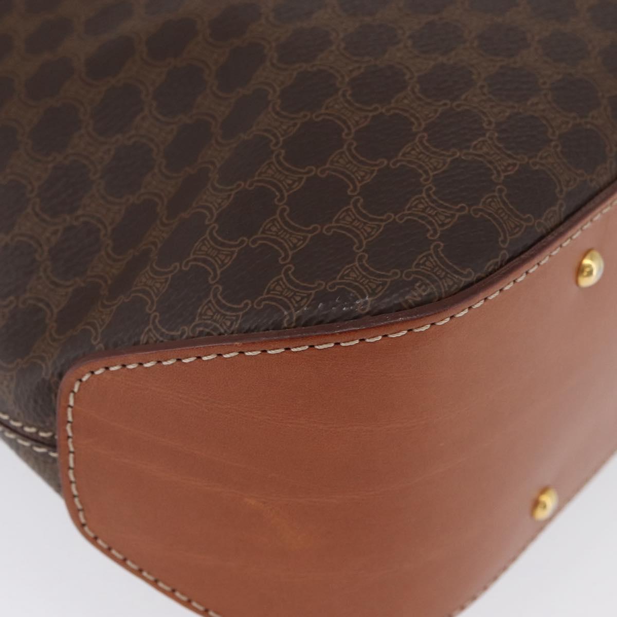 CELINE Macadam Canvas Tote Bag PVC Leather Brown Gold Auth SW2215A