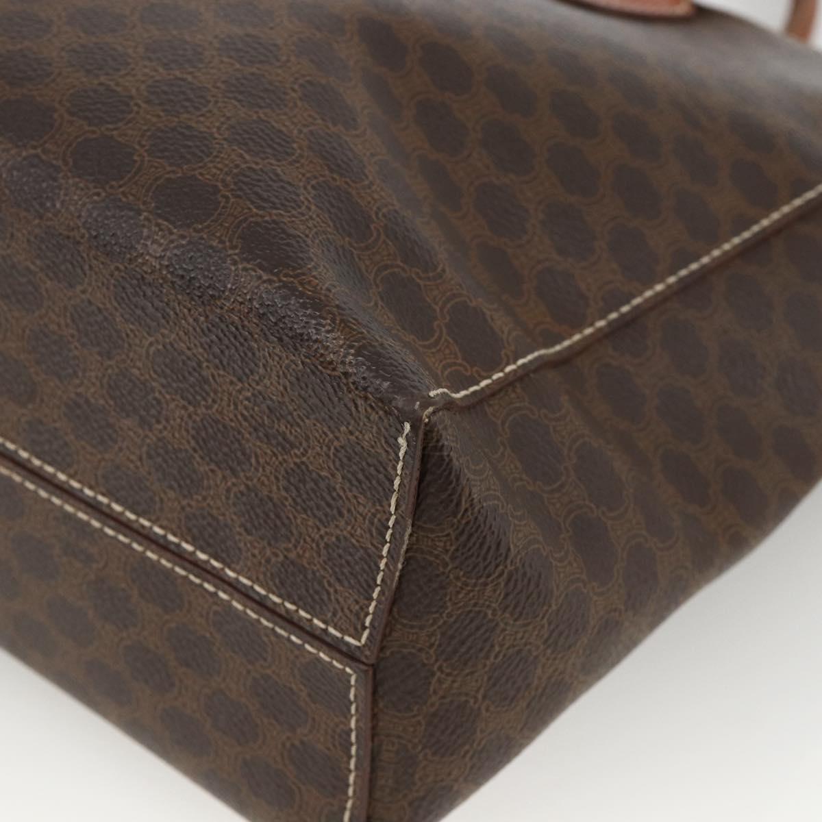 CELINE Macadam Canvas Hand Bag PVC Leather Brown Gold Auth SW2216
