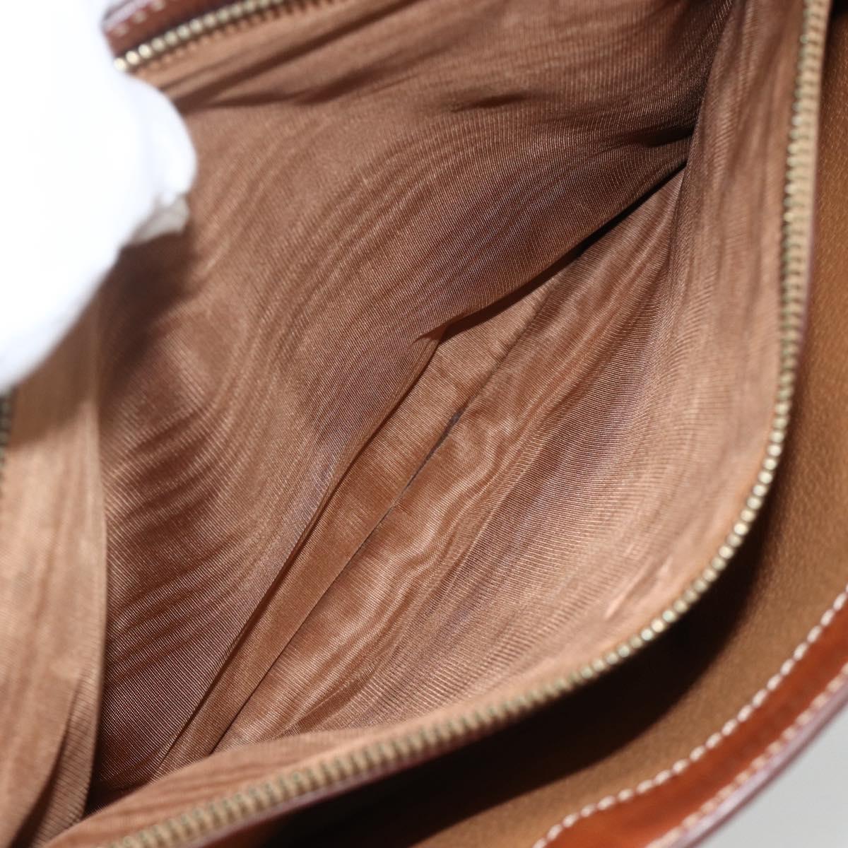 CELINE Macadam Canvas Hand Bag PVC Leather Brown Gold Auth SW2216