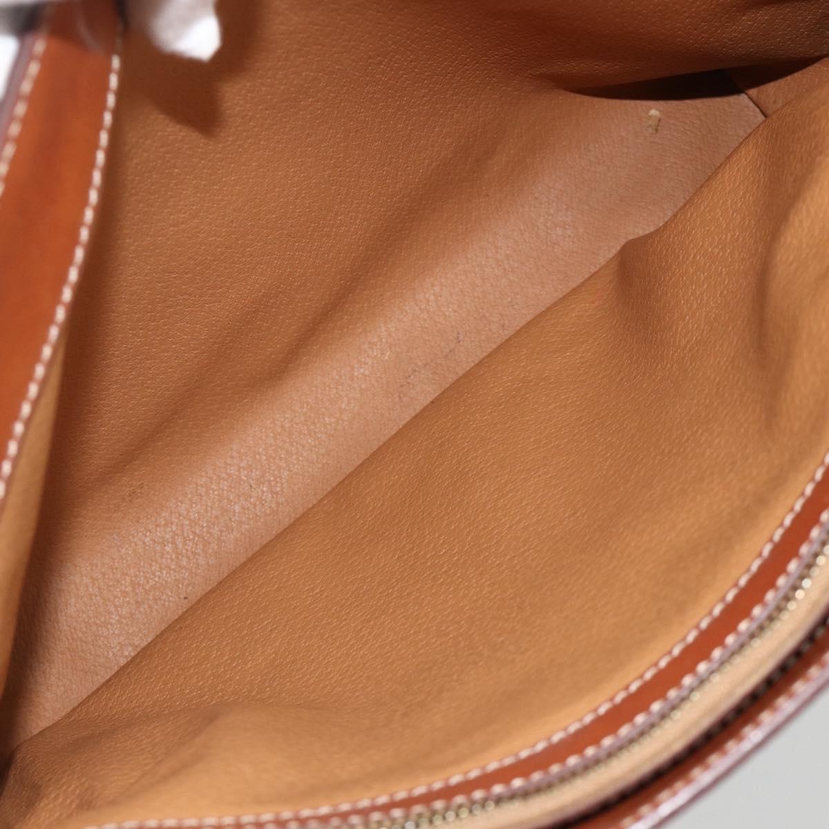 CELINE Macadam Canvas Hand Bag PVC Leather Brown Gold Auth SW2216