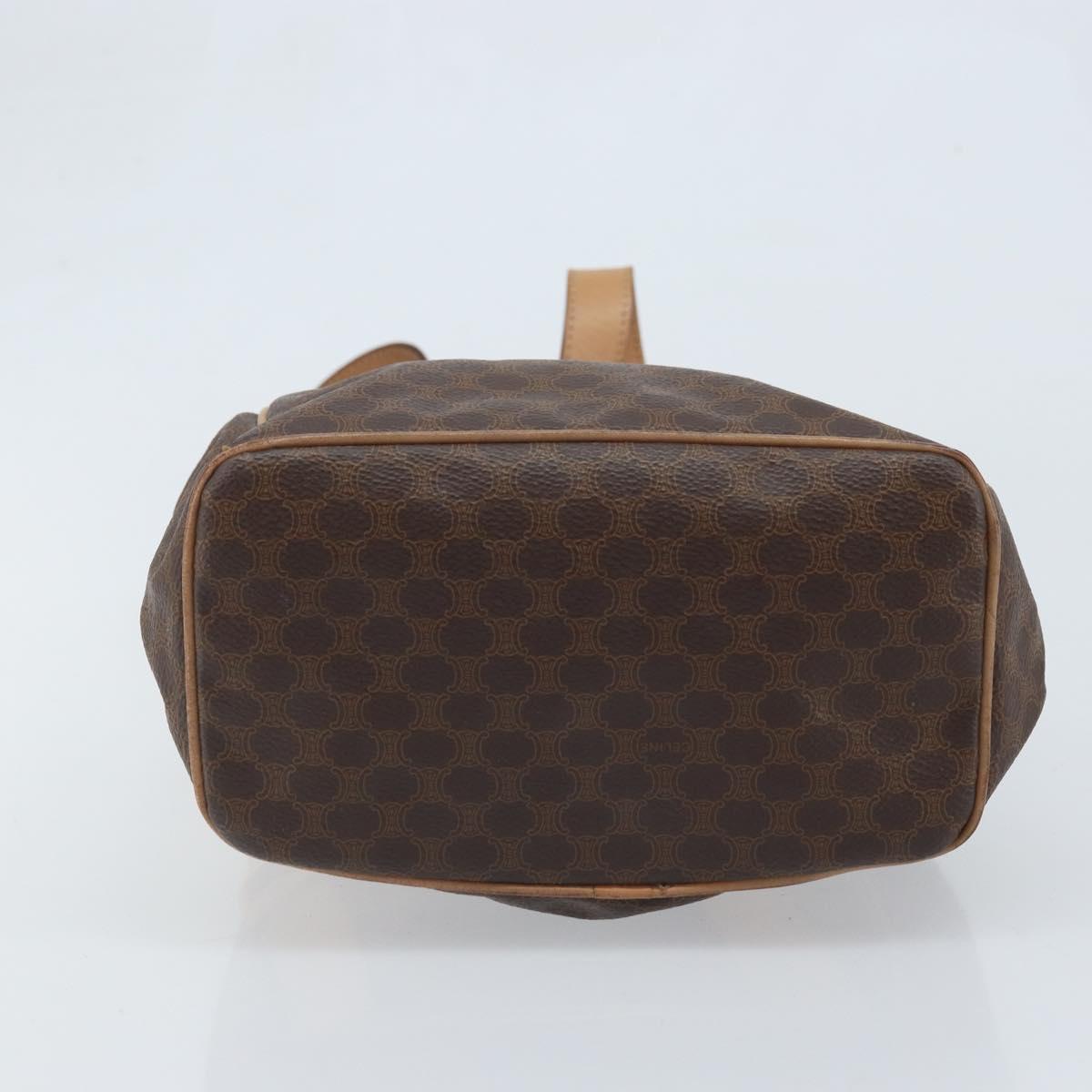 CELINE Macadam Canvas Backpack PVC Leather Brown Gold Auth SW2219