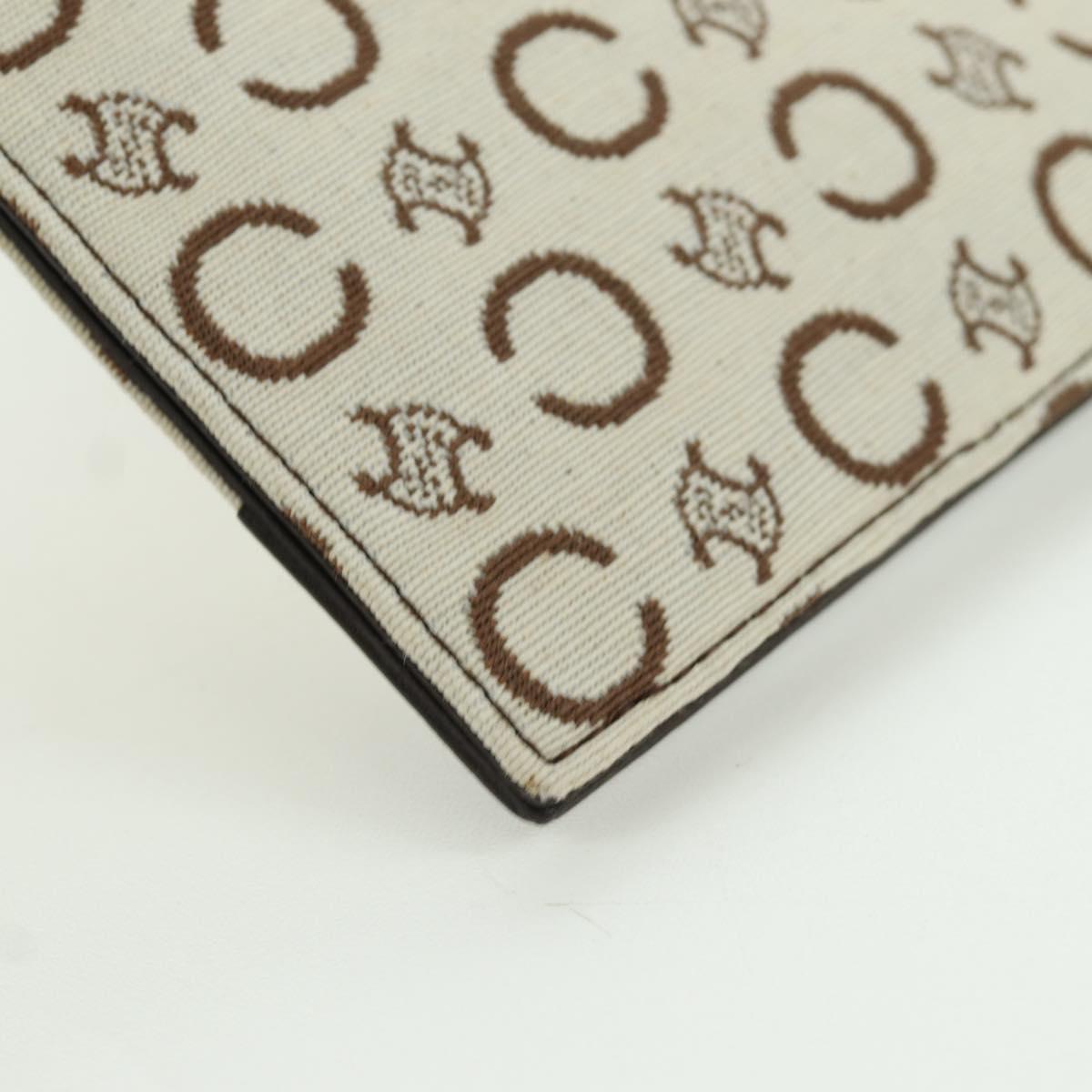 CELINE C Macadam Canvas Shoulder Bag Ivory Gold Auth SW2223A
