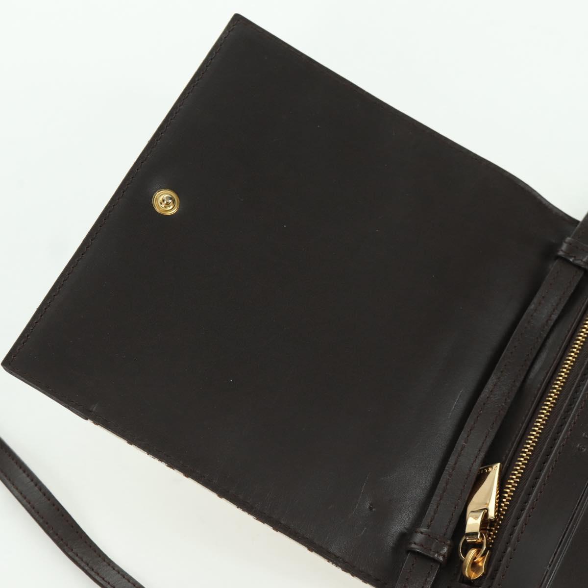 CELINE C Macadam Canvas Shoulder Bag Ivory Gold Auth SW2223A