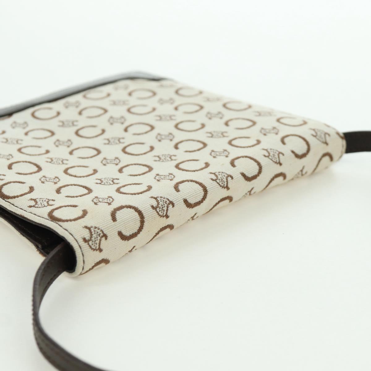 CELINE C Macadam Canvas Shoulder Bag Ivory Gold Auth SW2223A