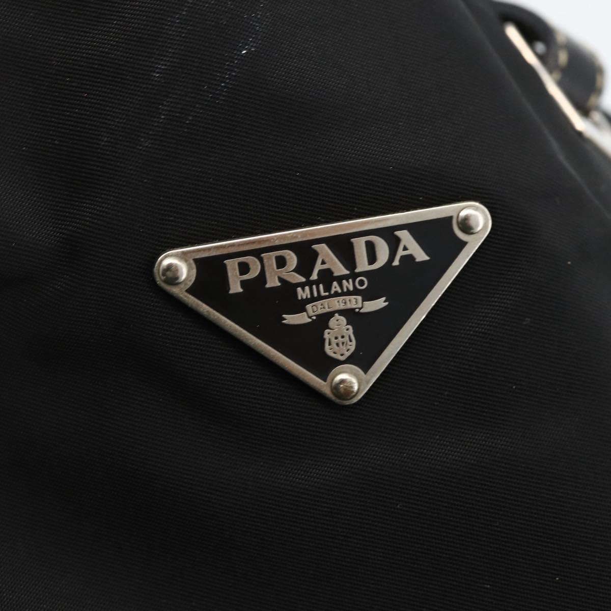 PRADA Hand Bag Nylon Black Silver Auth SW2225A