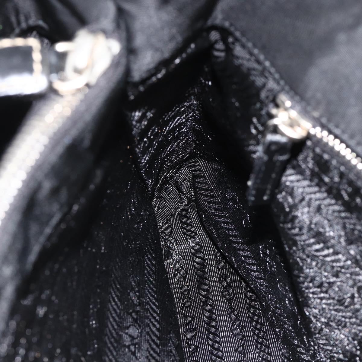 PRADA Hand Bag Nylon Black Silver Auth SW2225A