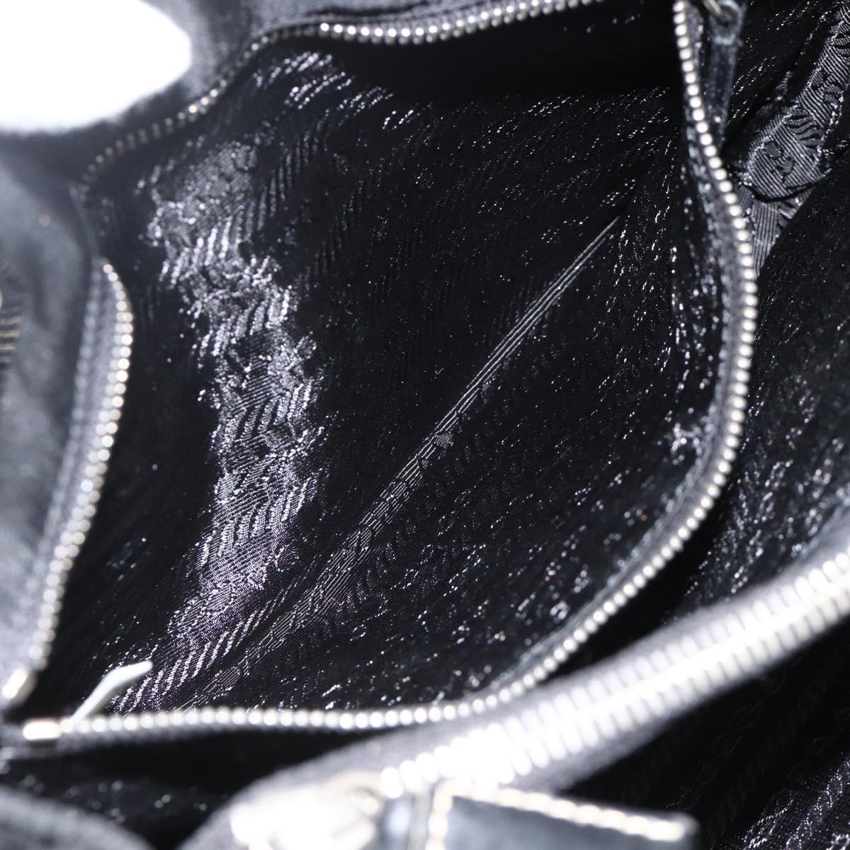 PRADA Hand Bag Nylon Black Silver Auth SW2225A