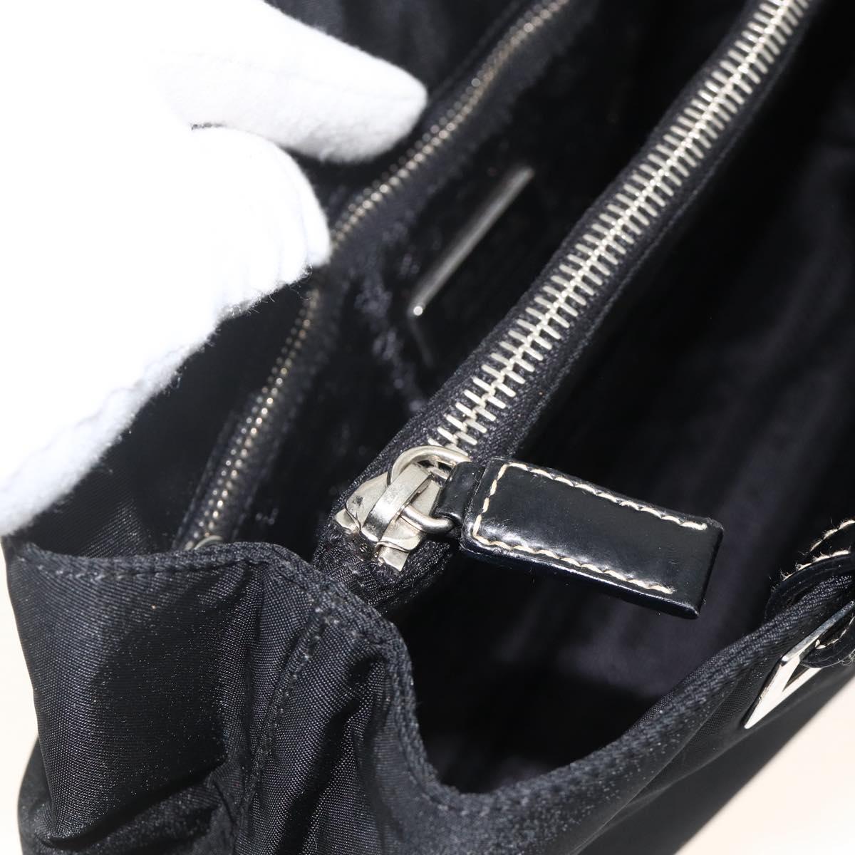 PRADA Hand Bag Nylon Black Silver Auth SW2225A