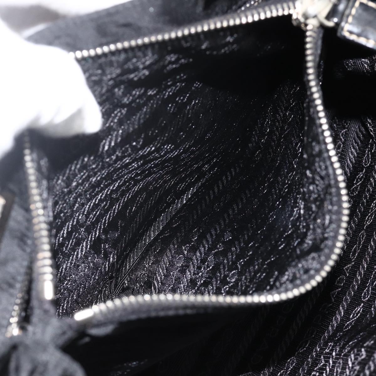 PRADA Hand Bag Nylon Black Silver Auth SW2225A