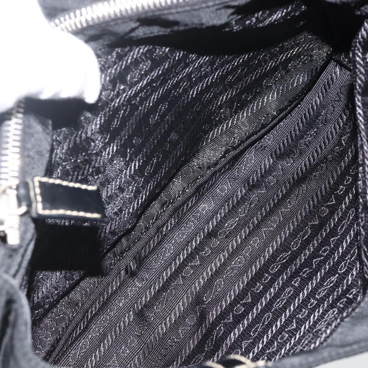 PRADA Hand Bag Nylon Black Silver Auth SW2225A