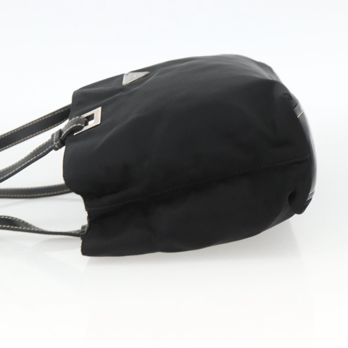 PRADA Hand Bag Nylon Black Silver Auth SW2225A