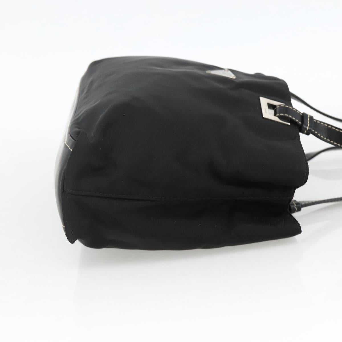 PRADA Hand Bag Nylon Black Silver Auth SW2225A