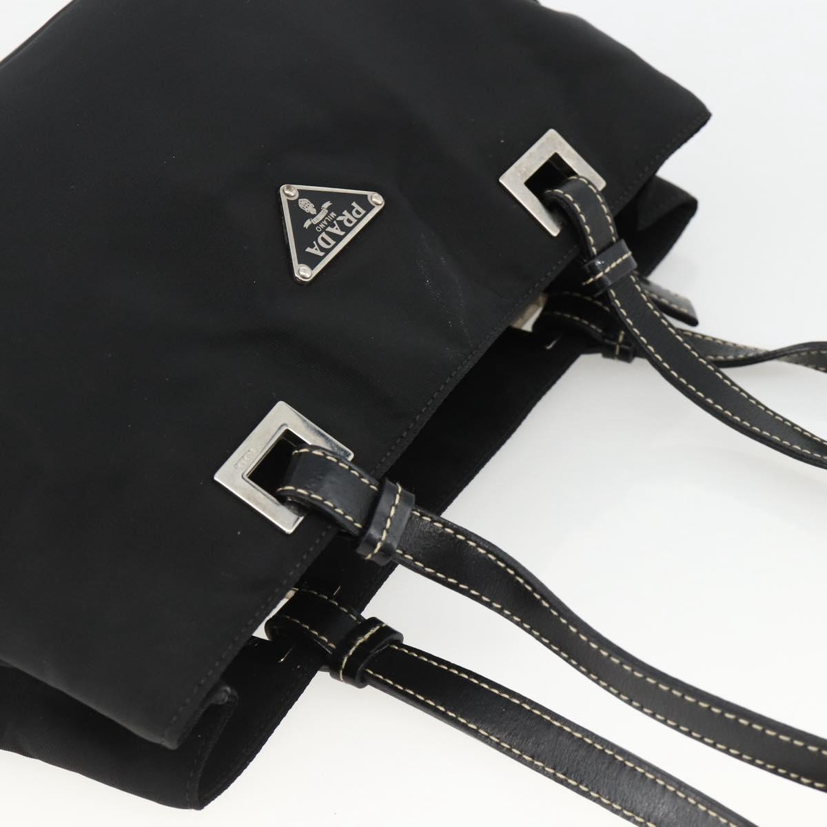 PRADA Hand Bag Nylon Black Silver Auth SW2225A
