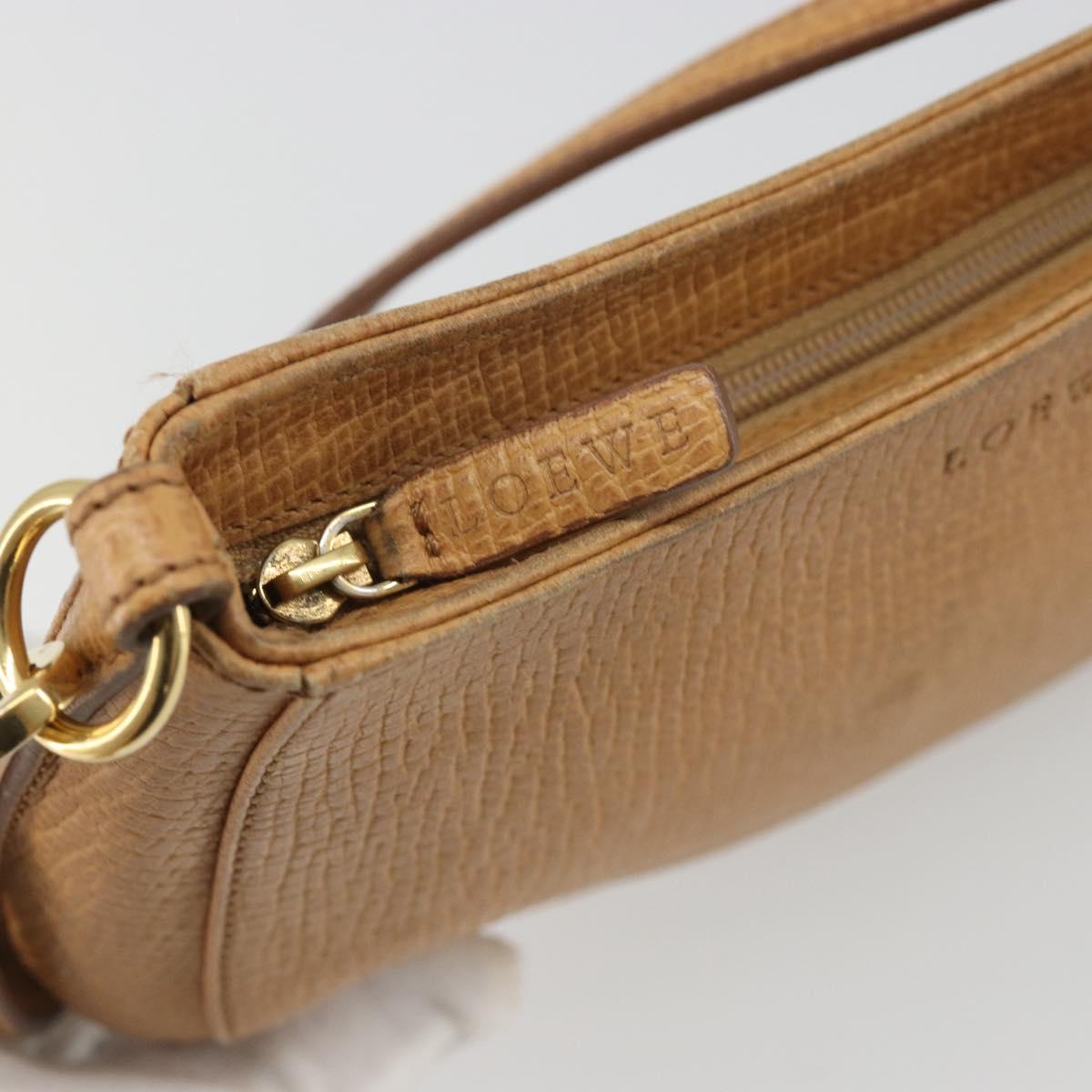 LOEWE Shoulder Bag Leather Beige Gold Auth SW2227A