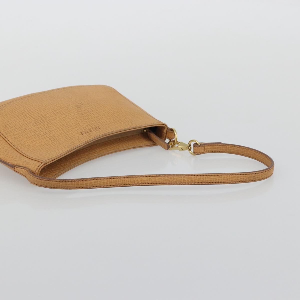 LOEWE Shoulder Bag Leather Beige Gold Auth SW2227A