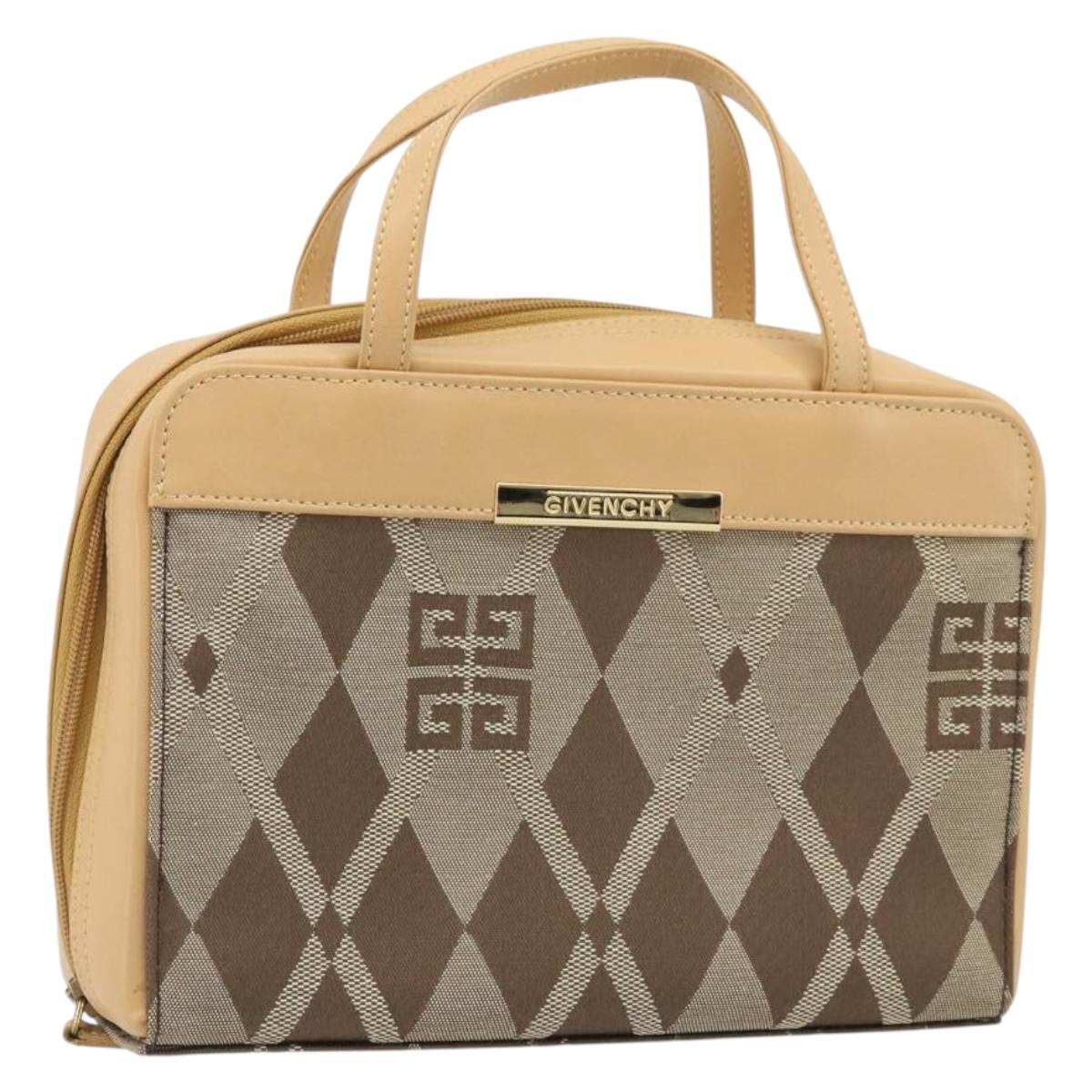 GIVENCHY Hand Bag Canvas Beige Gold Auth SW2228A