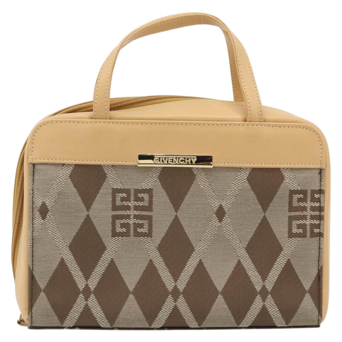 GIVENCHY Hand Bag Canvas Beige Gold Auth SW2228A